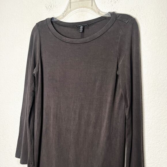 Eileen Fisher Fine Jersey Crew Neck Dress Boxy Long Sleeve Knee Length XS - Picture 2 of 9